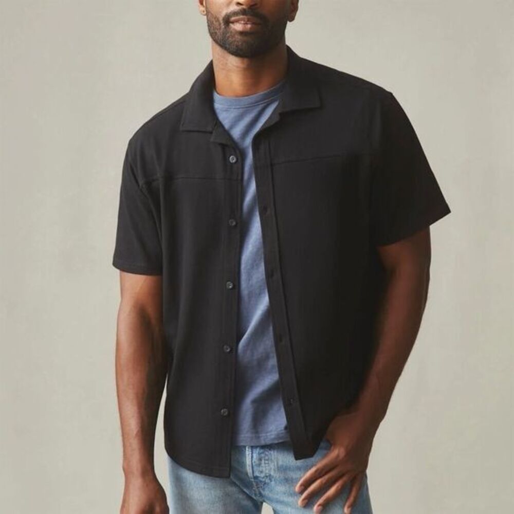 NWOT American Giant Men's Horizon Shirt‎ XL Black Short Sleeve Button-Up Casual